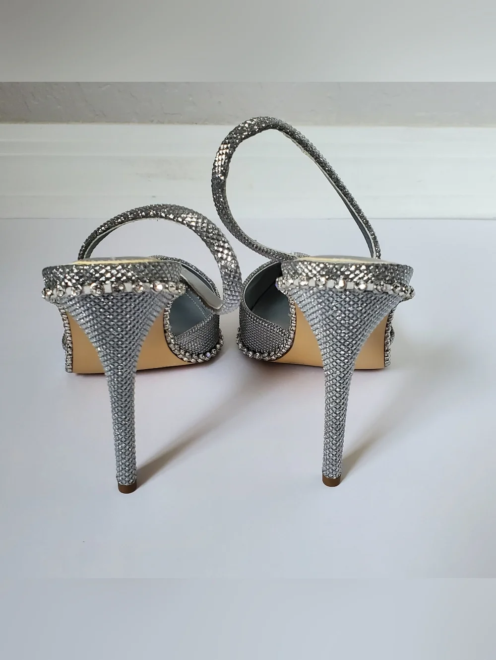 Gianni Bini Women's Kahleaa rhinestone trim stiletto heels in silver Size 6.5 - Picture 8 of 8